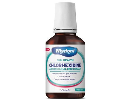 Wisdom Gum Health Chlorhexidine Antibacterial Mouthwash: Fresh Mint 300ml For Sale