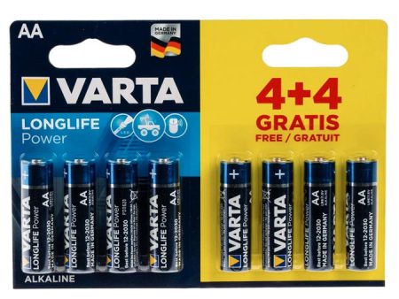 Varta Longlife Power Alkaline AA Batteries (4 + 4 Free) Online now