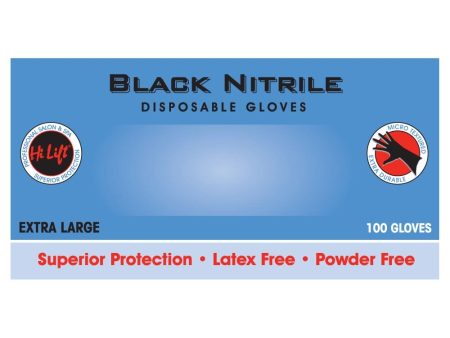 Hi Lift Black Nitrile Gloves (100pcs) Extra Large on Sale