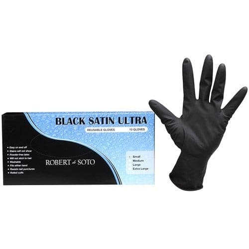 Robert De Soto Black Satin Reusable Gloves Medium For Sale