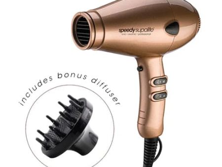 Speedy Supalite professional Hair Dryer - with free Adam professional brushes (25mm, 33mm, and 43mm) Gold Cheap