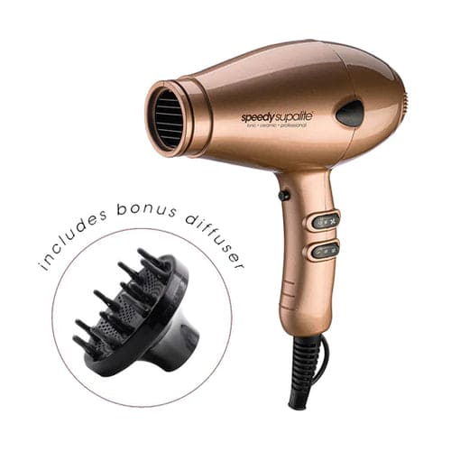 Speedy Supalite professional Hair Dryer - with free Adam professional brushes (25mm, 33mm, and 43mm) Gold Cheap